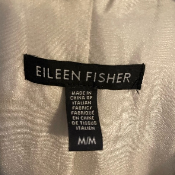 Eileen Fisher Silver Funnel Neck Jacket Blazer Size Medium - Picture 4 of 13